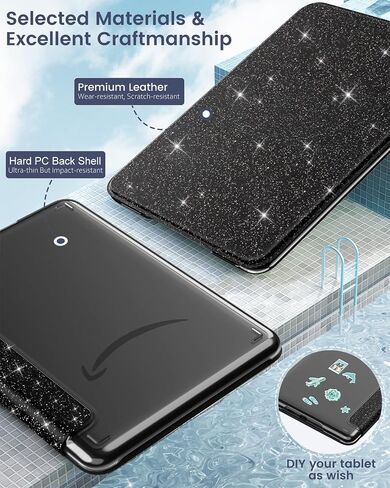 حافظة MoKo لجهاز Kindle Paperwhite الجديد مقاس 7 بوصات الجيل الثاني عشر 2024 وKindle Colorsoft Signature Edition 2024، غطاء خلفي شفاف خفيف الوزن للغاية من البولي كربونات مع تنبيه/غفو تلقائي، أسود لامع in Saudi Arabia