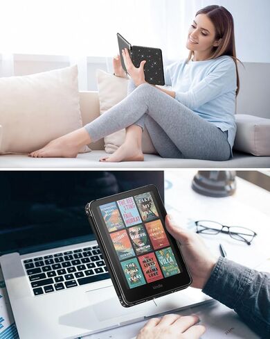 حافظة MoKo لجهاز Kindle Paperwhite الجديد مقاس 7 بوصات الجيل الثاني عشر 2024 وKindle Colorsoft Signature Edition 2024، غطاء خلفي شفاف خفيف الوزن للغاية من البولي كربونات مع تنبيه/غفو تلقائي، أسود لامع in Saudi Arabia