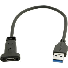 كابل USB C من chenyang CY، كابل بيانات USB 3.0 نوع A ذكر إلى نوع C أنثى 20 سم مع فتحة برغي تثبيت على اللوحة
