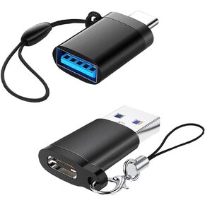 USB to USB C 3.0 Adapter, USB A to USB C, USB C to USB A OTG Adapter, Compatible with iPhone 15 Pro/Max, MacBook Pro Air, Google Pixel, Samsung Galaxy, with Charging+Data Tranfer+OTG, 2 Pack