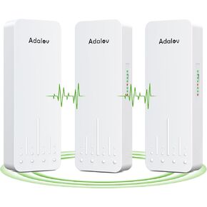 3 Pack Wireless Bridges Point to 2 Point, 5.8GHz High Speed Gigabit WiFi Bridge, Adalov CPE662 Outdoor CPE with 1Gb Ethernet Port for 3KM Long Range Security Camera/Network Expansion/Internet Sharing