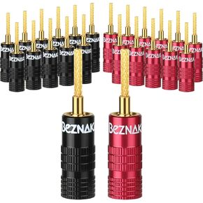 Flex Pin Colorback Banana Plugs for Spring Loaded Speaker Terminals,12 Pairs,24K Gold Plated Plugs