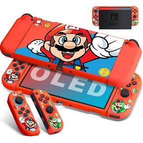 Xcitifun Protective Case Compatible with Nintendo Switch OLED TPU Cases for Girls Boys Kids Cartoon Cute Kawaii Switch 2021 Protect Shell Designed for Nintendo Switch OLED Cover - Purple Kiss
