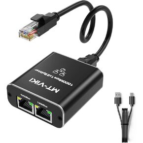 MT-VIKI Ethernet Splitter 1 to 2 High Speed 1000Mbps, Gigabit Dual RJ45 Splitter for Cat5/5e/6/7/8 Cable[2 Devices Simultaneously Networking]