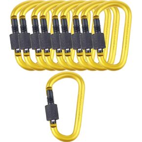 IEBUOBO 10 Pack Aluminum D Ring Key Rings Hiking Clips Locking Carabiner for Hiking Camping Fishing and Outdoor Use