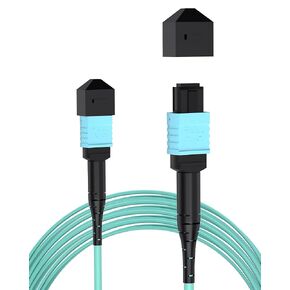 MPO to MPO Fiber Cable, 15M /50ft OM3 Multimode M P O Cable 12 Core Strand Compatible with 8 Core for QSFP+Transceivers MTP Compatible Application
