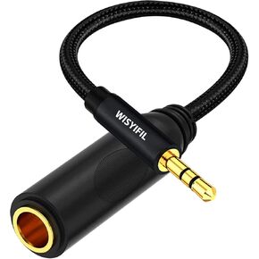 1/4 to 3.5mm Headphone Cable Adapter,TRS 6.35mm Female to 3.5mm Male 1/8 to 1/4 Stereo Audio Adapter,for Headphone, Amplifiers, Guitar, Amp etc. Nylon Braided Cable 1ft (30cm)