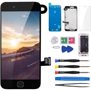 Screen Replacement for iPhone 7 Plus with Home Button, 5.5" LCD Display Digitizer Frame Assembly with Front Camera Ear Speaker Proximity Sensor Full Repair Tools Kit for A1661 A1784 A1785