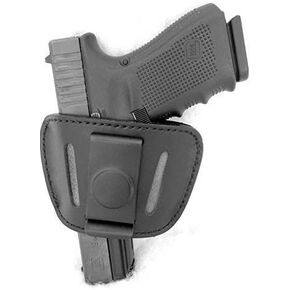 DTOM Premium Leather (not Synthetic) Universal IWB or OWB Ambidextrous Belt Slide Holster Black