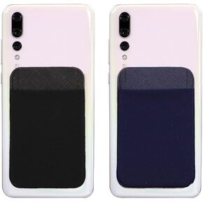 Mizi (2 Pack Adhesive Phone Wallet with Flap, 4 Cards Holder for Back of Phone Stick on Phone Cases for iPhone/Android/Samsung Galaxy - (Red/Beige)
