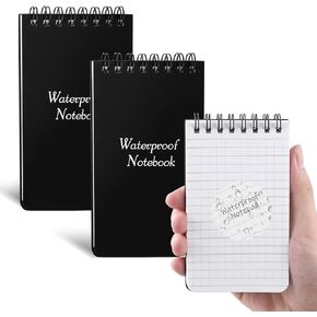 2 Pack Waterproof Notebook 3" x 5" Green Waterproof Notepad, All Weather Top-Spiral Pocket Notepad Weatherproof Stone Paper Notebook for Outdoor Tactical Field