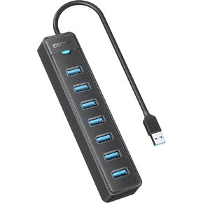 iDsonix 7 Ports USB Hub 3.0 [3.3Ft] USB Expander Hub 5Gbps USB Splitter Multiport Adapter, USB Hub Long Cable for PC, Laptop, Flash Drive, Mobile HDD, Windows/XPS, 1m