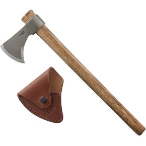 CRKT Woods Chogan Tomahawk Axe: RMJ T-Hawk Lightweight Outdoor Camping Axe with Hammerhead, Forged Carbon Steel Blade, and Hickory Wooden Handle 2730
