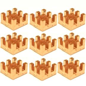 Easycargo 10pcs 8mm Copper Heatsink Kit 8x8x4mm + 3M 8810 thermal conductive adhesive tape, mini small cooler Heat Sink for cooling VRM GPU Stepper Driver MOSFET Regulators 8mmx8mmx4mm