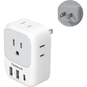 US to UK Plug Adapter, TESSAN UK Adapters for Travel, Foldable Plug with 4 Outlets 3 USB (PD 20W 1 USB C), Type G Power Adaptor for USA to Ireland Scotland England London Hongkong Dubai Irish