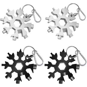 6PCS Snowflake Multitool,18-In-1 Stainless Steel Snowflake Wrench Screwdriver Multi-Tool, Portable Pocket Keychain Tools，Stocking Stuffers for Adults Christmas Gifts
