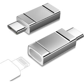 Lightning to USBC Adapter 2 Pack Lightning Female to USB C Male Adapter for iPhone 15/15 Pro,Samsung S24/23, Support Charging/Data Transfer Lightning to USB C Adapter, Not for Audio/OTG,Silver