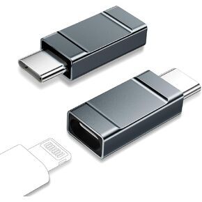 Lightning to USBC Adapter 2 Pack Lightning Female to USB C Male Adapter for iPhone 15/15 Pro,Samsung S24/23, Support Charging/Data Transfer Lightning to USB C Adapter, Not for Audio/OTG,Silver