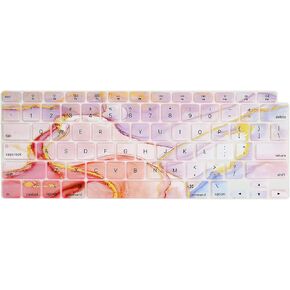 KEROM Keyboard Cover for MacBook Air 13 inch 2021 2020 Model A2179 A2337 M1 Chip, MacBook Air 2020 Keyboard Cover, Silicone Keyboard Skin Keyboard Protector, Pink Marble