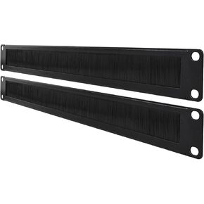 2 Pack-1U Brush Rack Mount Panel Spacer for Cable Entry for 19in Server Rack Enclosure or Network Cabinet, Black