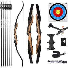 Archery Takedown Recurve Bow 62 inch for Adults,Beginner,Teenagers and Youth-Right & Left Handed,Archery Set Adults for Outdoor Target Hunting Training Practice(20-50lbs)