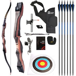 Sanlida Noble Standard Target Archery Beginner Recurve Bow and Arrows Kit for Adult and Youth, 48/54/62/66/68/70 Inch Wooden Takedown Recurve Bow Package for Training, Practice & Competition - RH Only