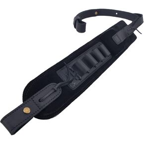 Top-Grain Leather Ammo Holder Rifle Shotgun Sling, Adjustable Hunting Gun Strap with Swivels