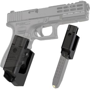 Upgraded Gun Mount with Mag Holder, Concealed Pisotl Mount for Glock17,19,26,31,32,33,34,44,45 Series, Handgun Mount for Gun Room, Low Profile Wall Display Storage