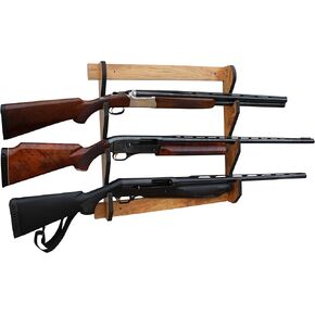 Rush Creek Creations Gun Rack for Wall | Rifle and Shotgun Wall Mount Holds 3 Guns, Durable Laminate Wood Finish, Scratch-Resistant, EVA Padded Gun Storage Gun Wall Mount Display