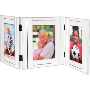 EXCELLO GLOBAL PRODUCTS Hand Painted Rustic Three Picture Frame: Holds Three 4x6 Photos - EGP-HD-0023
