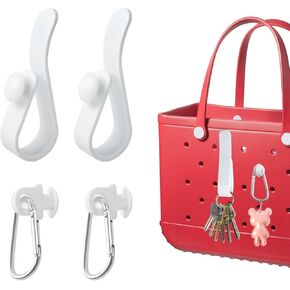 4PCS Key Holder for Bogg Bag, Insert Carabiner Clips and Key Holder to Organize Key Bag Charms for Handbags White Bag Accessories for DIY Beach Tote Bag Bogg Bag