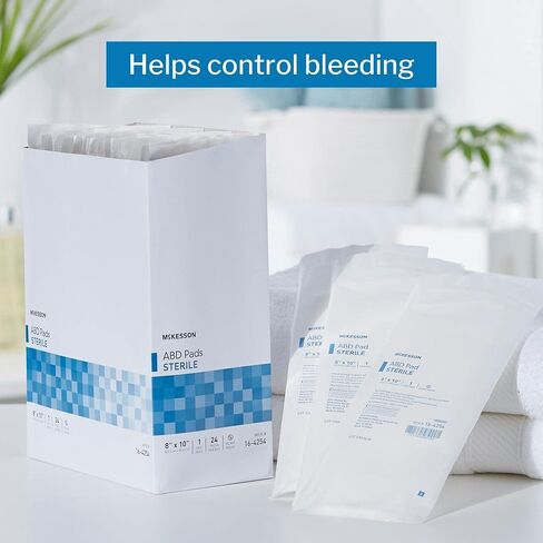 McKesson Sterile ABD Pads 8 x 10 in [48 Count] – Abdominal Pads for Wound Care, Non Stick Gauze Dressing, Surgical Absorbent Pad for Drainage and Post-Op Use in Saudi Arabia