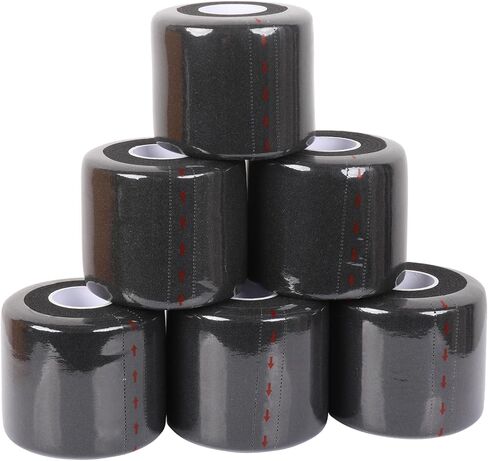 popbob (6 Pack) Black Pre Wrap Tape Athletic Foam Underwrap Tape Sports Pre-wrap Athletic Tape for Hair Ankles Wrists and Knees, 2.4 Inches x 22 Yards in Saudi Arabia