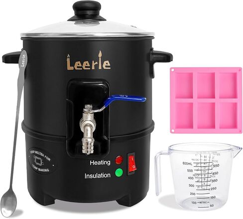 Leerie S4 Soap Base Melter, 4Qts/8Lbs Soap Making Kits with Constant Temperature Control & Heating Core Brass Spout for DIY Soap Business Melt & Pour Soap Kits (Non-Stick Coating Inner Pot） in Saudi Arabia