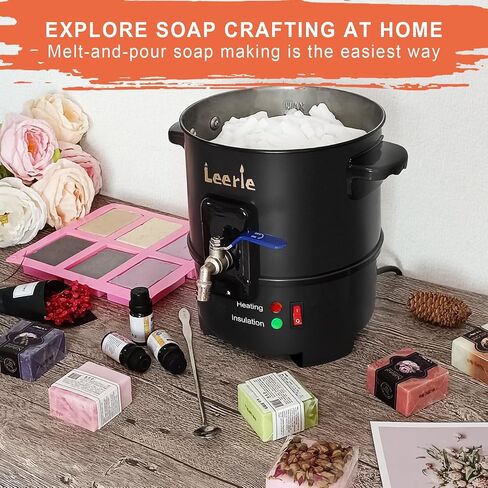 Leerie S4 Soap Base Melter, 4Qts/8Lbs Soap Making Kits with Constant Temperature Control & Heating Core Brass Spout for DIY Soap Business Melt & Pour Soap Kits (Non-Stick Coating Inner Pot） in Saudi Arabia