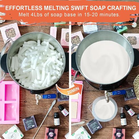 Leerie S4 Soap Base Melter, 4Qts/8Lbs Soap Making Kits with Constant Temperature Control & Heating Core Brass Spout for DIY Soap Business Melt & Pour Soap Kits (Non-Stick Coating Inner Pot） in Saudi Arabia