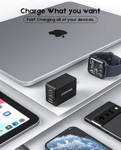 USB C 67W GaN Charger, PD 3.0 Power Delivery Fast Type C Charging Block, Laptop Charger for MacBook Pro/Air, iPad Pro, iPhone, Android,Dell XPS, Galaxy, Switch,Surface,steam Deck-Black in Saudi Arabia