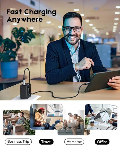 USB C 67W GaN Charger, PD 3.0 Power Delivery Fast Type C Charging Block, Laptop Charger for MacBook Pro/Air, iPad Pro, iPhone, Android,Dell XPS, Galaxy, Switch,Surface,steam Deck-Black in Saudi Arabia