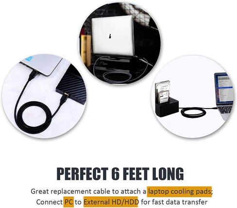 USB 3.0 Cable Male to Male, 2-Pack Braided 6ft USB to USB Cable Type A Male Double End USB Cord Compatible Hard Drive Enclosures, DVD Player, Laptop Cooler - Black … in Kuwait
