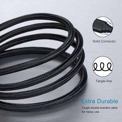 USB 3.0 Cable Male to Male, 2-Pack Braided 6ft USB to USB Cable Type A Male Double End USB Cord Compatible Hard Drive Enclosures, DVD Player, Laptop Cooler - Black … in Kuwait