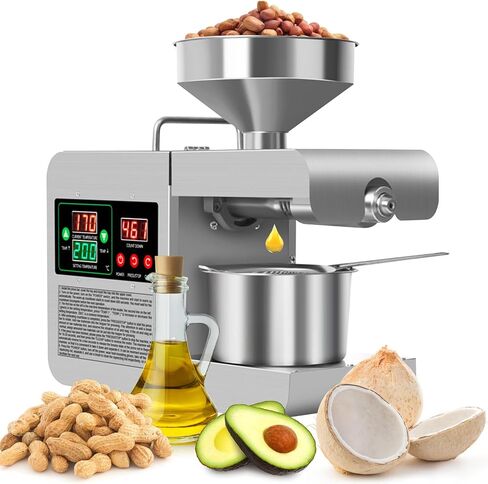 850W Oil Press Machine Oil Extractor, Electric Automatic Oil Making Machine, Hot & Cold Press Oil Machine for Home Commercial, Oil Press for Olive Peanut Sesame Canola Sunflower Seed Soybean in Saudi Arabia