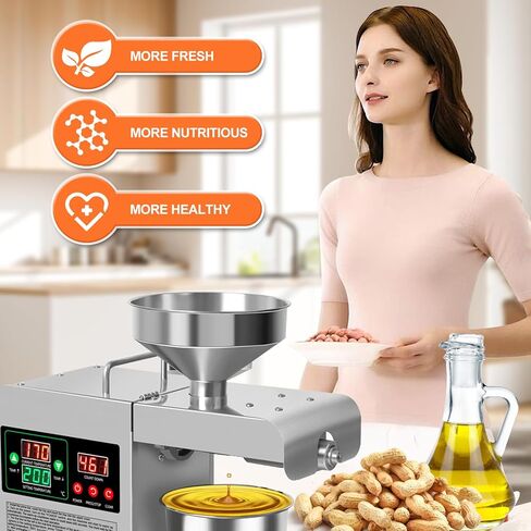 850W Oil Press Machine Oil Extractor, Electric Automatic Oil Making Machine, Hot & Cold Press Oil Machine for Home Commercial, Oil Press for Olive Peanut Sesame Canola Sunflower Seed Soybean in Saudi Arabia