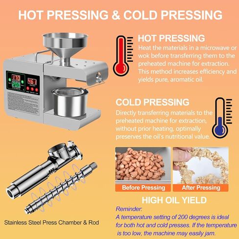 850W Oil Press Machine Oil Extractor, Electric Automatic Oil Making Machine, Hot & Cold Press Oil Machine for Home Commercial, Oil Press for Olive Peanut Sesame Canola Sunflower Seed Soybean in Saudi Arabia