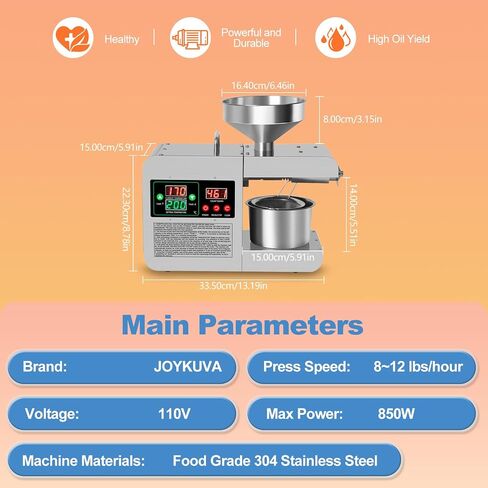 850W Oil Press Machine Oil Extractor, Electric Automatic Oil Making Machine, Hot & Cold Press Oil Machine for Home Commercial, Oil Press for Olive Peanut Sesame Canola Sunflower Seed Soybean in Saudi Arabia