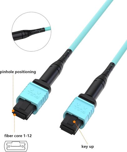 كابل ألياف MTP/MPO إلى MPO، كابل توصيل ألياف متعدد الأوضاع 3M OM3 12 جديلة لتطبيق متوافق مع QSFP+أجهزة الإرسال والاستقبال MTP in Kuwait