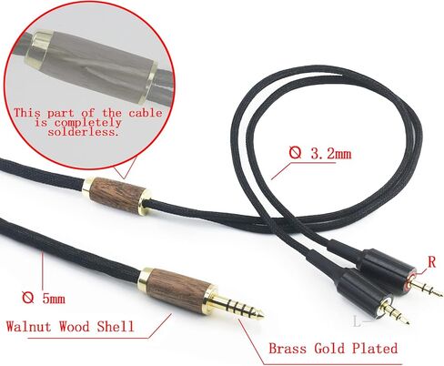 NewFantasia 4.4 مم متوازن ذكر 6N OCC سلك نحاسي مطلي بالفضة 4.4 مم كابل متوازن متوافق مع Sony MDR-Z7، MDR-Z7M2، MDR-Z1R غطاء خشب الجوز in Kuwait