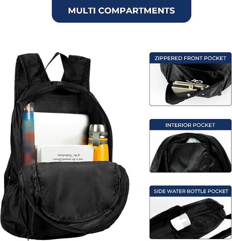 20L Lightweight Packable Hiking Backpack - Small Travel Backpack for Women Men, Black Foldable Waterproof Daypack for Camping Outdoor in Saudi Arabia