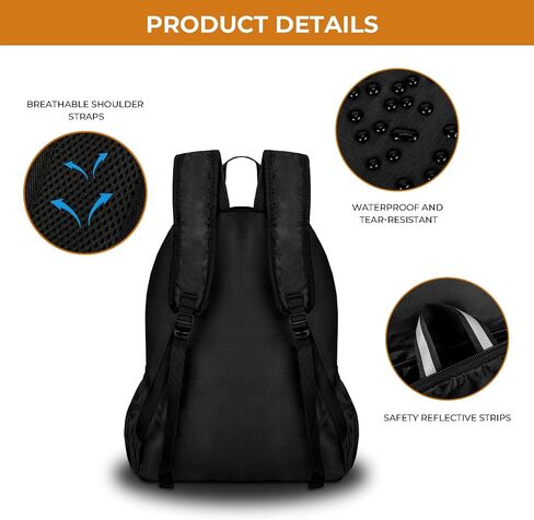 20L Lightweight Packable Hiking Backpack - Small Travel Backpack for Women Men, Black Foldable Waterproof Daypack for Camping Outdoor in Saudi Arabia