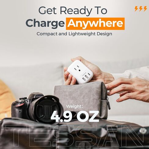 محول قابس السفر الأوروبي USB C، محول التوصيل الدولي TESSAN مع 4 منافذ تيار متردد و3 منافذ USB، شاحن محول الطاقة من النوع C للولايات المتحدة لمعظم أوروبا أيسلندا إسبانيا إيطاليا فرنسا ألمانيا in Kuwait