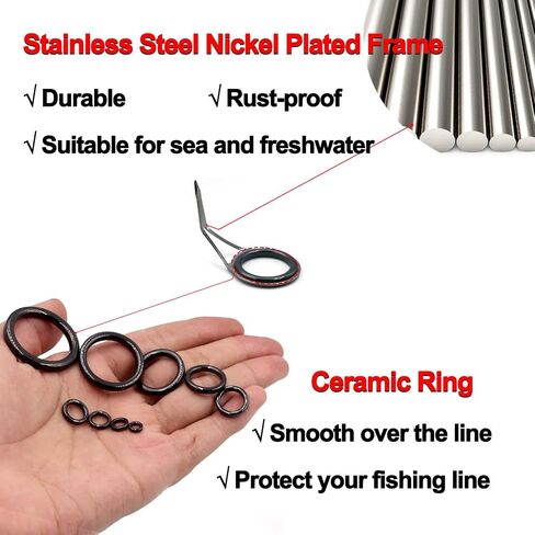 Rod Repair Kit 40&85pcs Fishing Rod Tip Guide Repair kit Single Leg Ceramic Ring Fishing Pole Eyelets Replacement Kit in Kuwait